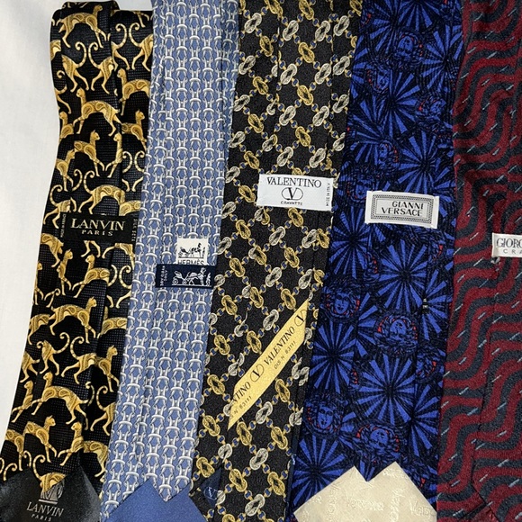 Hermes, Gianni Versace, Valentino Lot/7 Designer Ties Giorgio Armani, Lanvin Par - Picture 7 of 7
